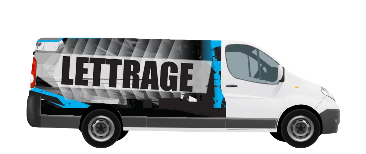 Design pour lettrage habillage partiel de camion, cube, van, minivan, conception, impression et installation,  Boisbriand, Sainte-Thérèse